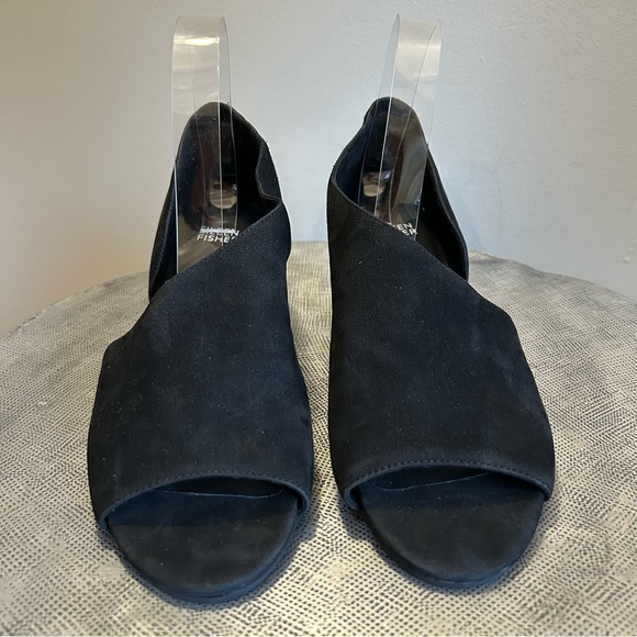 Eileen Fisher ~ Fig d’Orsay Black Leather Open Toe Shoes in size 9 - Picture 4 of 15